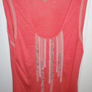 Women's coral and jewle tank top